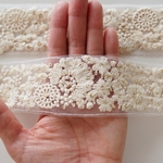 【50㎝カット済み】レース刺繍リボン　アイボリーフローラル