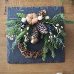 winter wreath No.9 オレゴンモミとブラウンコットンのリース　ドライフラワー　プレゼント　クリスマスリース　クリスマス　ツリー　撮影