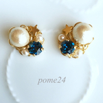 【再販】コットンパールとスワロクリスタルのピアス