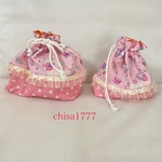 SALE¥1500→¥1200ゆめかわ　パンダ柄  【入園、入学グッズ】ネームタグ付き 大きめお弁当袋、コップ袋セット 、  ピンク   女の子