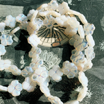 【4コセット】#czech beads#チェコビーズ　table cut clover15㎜ luster mix white 雪の華
