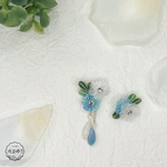 小花のアシンメトリーイヤーアクセサリー イエロー つまみ細工