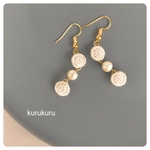 【再販】刺繍×コットンパールのゆらゆらピアス【樹脂ピアスに変更可能】