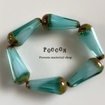20*10mm aqua marble* piccasso chandelier 縦長/ドロップ チェコビーズ 2個
