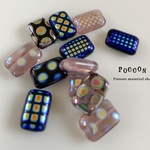 12*8 mm dots rectangle mix チェコビーズ 5個