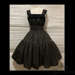 1点物*特別価格♪ウール シャーリング ジャンパースカート ★こげ茶ダークブラウン×黒レース(即納品)