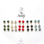 [Vintage Swarovski] Square×Square Pierce or No hole earings