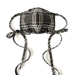 リボンマスク（チェック・グレー×赤）