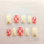 ♡SALE♡コーラルオレンジ×お花ネイル