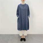 en-enウール混紡・ドルマン袖コート・ブルー