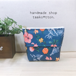 つや消しラミネート　ティッシュポーチ　My gerden navy
