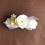 薔薇のバレッタ　白