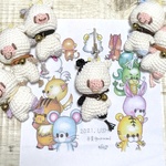 鈴付き☆牛さんのあみぐるみストラップ☆送料無料