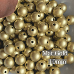 【50g】約100個　10mmラウンドビーズ-Mat Gold-