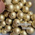 【26個】16mmラウンドビーズ-Mat Gold-