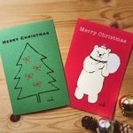 赤いリボンツリーとシロクマサンタ＊クリスマスカード