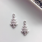 お得4個set★【高品質】クリスマスチャーム ツリー シルバー 22mm*12mm