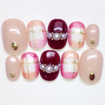 RUNA♪ベリショボルドーブラウンブランケットネイルチップ