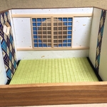 組み立て式旅館 白(箔入り)×青 コンパクト ドールハウス 和風ドールハウス 