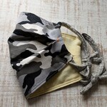 ハンドメイド 秋冬用マスクカバー あったかい リバーシブル アイロンがけ不要 綿 ダブルガーゼ ズパゲッティ 迷彩柄 日本製☆