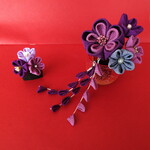 成人式髪飾り　❀彩花❀《梅　紫紺&紫》　つまみ細工　和装　卒業式　七五三