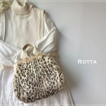 ＼特集掲載／再販・SIOCO・Rottaシリーズ 8号帆布〈生成り〉 ×エコファー〈レオパード〉ラウンドトートバッグ　 ファー 秋冬素材   ふさふさフサモコ　ファーバッグ　ホワイト系　エレガント