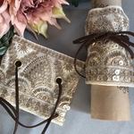 【リボンラップ♡】アイボリーアンティーク調刺繍リボン×スパンコール付き