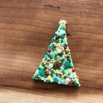 ビーズ刺繍クリスマスツリー小（ブローチ）