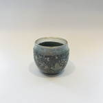 （No.179) グレーの珍しい冷酒グラス　陶器とガラスの融合　