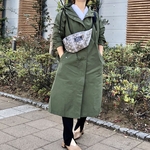 小柄さん向け♡150センチ前後の方【洗濯OK】動きやすくて楽ちんなフーデッドロング丈コート【Ｓサイズ】カーキ色 通園 送迎 習い事 キャンプ 