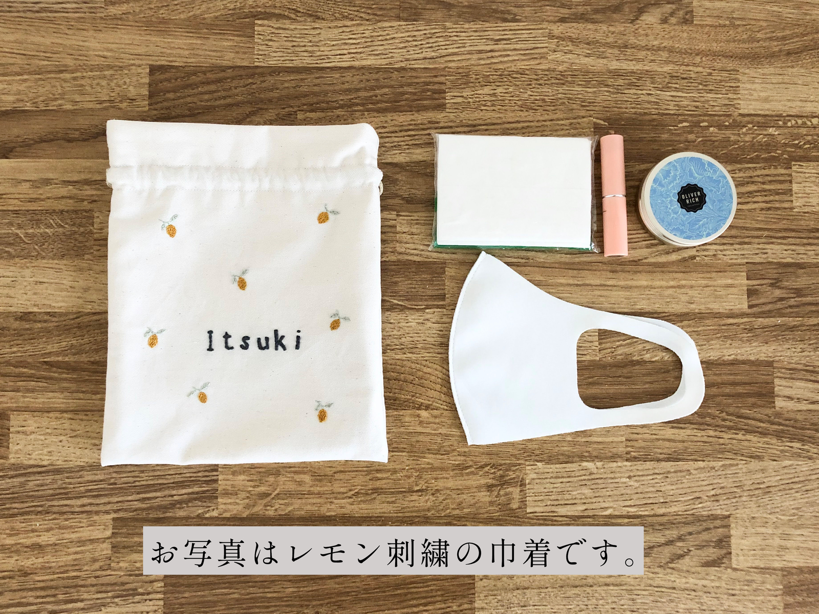 Sale! ❁ハンドメイド❁ White Linenアップリケ巾着3 Sale! ❁ハンドメイド❁ White Linenアップリケ巾着3