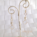 パール★SQUARE★ピアス・イヤリング