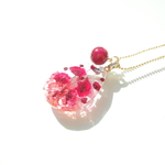 かすみ草の押し花ネックレス（ルビー）他２点オーダー作品
