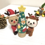 トナカイ白くまちゃんとサンタトナカイさんのクリスマス　羊毛フェルト