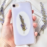ラベンダーケース　iphone expria aquos galaxy スマホリング　紫　白　押し花　パール　ガーリー　全機種対応　