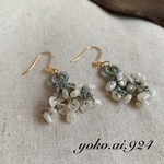 艶シルク×淡水パールピアス 