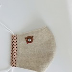 綿麻生地の刺繍マスク　大人女性用