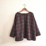 再再販★LADY'S★タータンチェックの長袖ゆるトップス