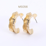 M5056  12個 デザインチタンピアス フープ 22×25mm ゴールド 3×【4ヶ】