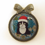 Merry Christmas! サンタクロース　猫のブローチ