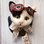 猫さんブローチ【ゴーグルクラブぶちくん】他店へお出かけ中