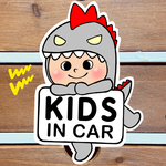 キッズインカー　ベビーインカー【うちの怪獣②グレー】マグネットステッカー　カーステッカー