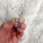 Ｗハート♡スワロフスキー2way樹脂ピアス
