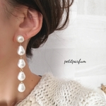 ドロップパールのロングピアス