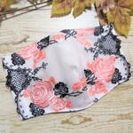 立体マスク　布マスク　大人用　大人可愛い　刺繍レース　ピンクローズ　大きめ 