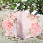 立体マスク　布マスク　大人用　大人可愛い　刺繍レース　ローズピンク　ドット柄　大きめ 