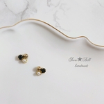 Gold × Blackプチビューピアス(ノンホール ピアス・樹脂ピアス・16kgp(ポスト部分チタン)・サージカルステンレス) 