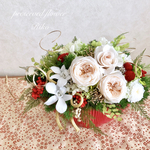 プリザーブドフラワー＊お正月アレンジ＊迎春アレンジ＊レッド花器＊保存用ケースつき＊プリザーブドフラワー アレンジ