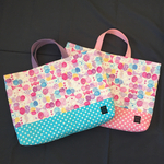 ちょうちょ柄 （ピンクパープル）レッスンバッグ 入園 入学 手提げ 28.5×38×5