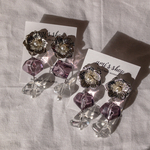 シルバー×パープルのフラワーイヤリング